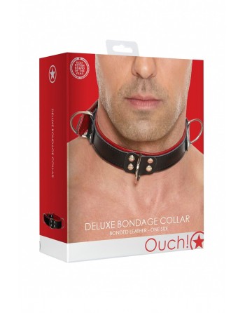 sexy Collier Bondage Deluxe rouge et noir - Ouch!