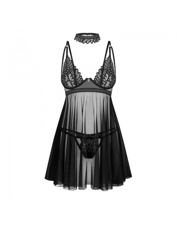 Donarella babydoll et String - Noire - NP