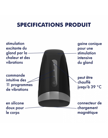 Masturbateur Satisfyer Men Heat Vibration - Noir et Argent