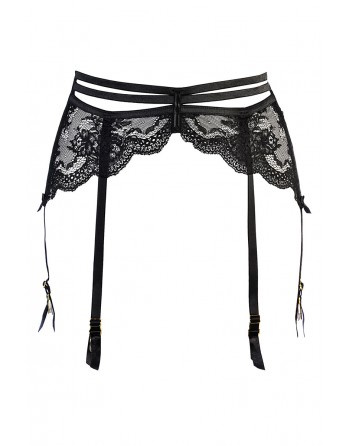 Porte-jarretelles tulle et dentelle noir V-10712 - Axami