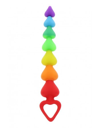 Stimulateur anal Rainbow Heart Beads - Toyjoy