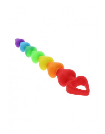 Stimulateur anal Rainbow Heart Beads - Toyjoy