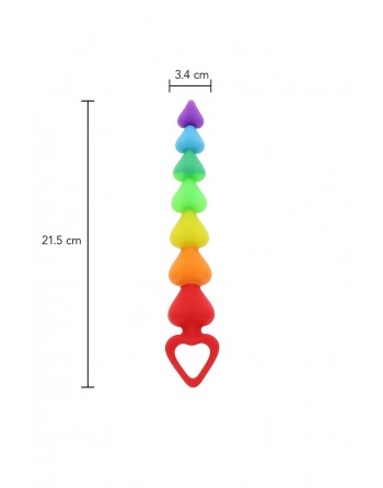 Stimulateur anal Rainbow Heart Beads - Toyjoy